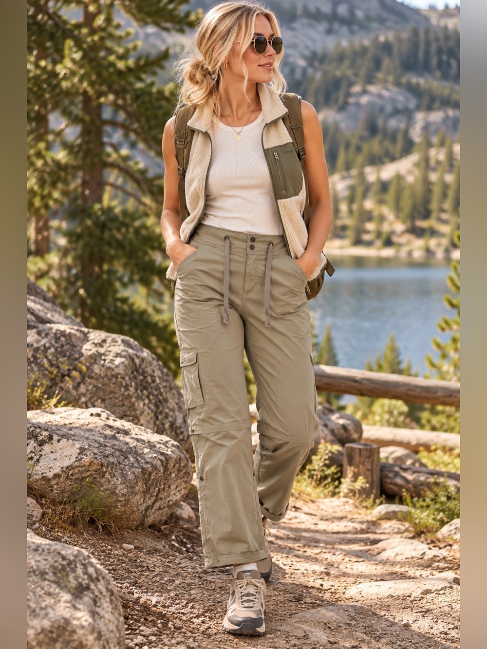 Columbia Omni-Shield Women’s 14 Long Khaki Cargo Hiking Roll Up Pants
